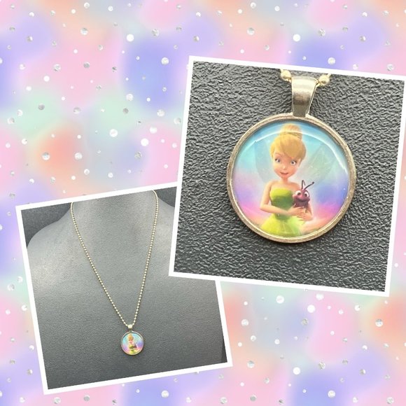 Tinker Bell Blaze Pendant Necklace 22 Inch Silver Ball Chain Retro Multicolor - Picture 1 of 7